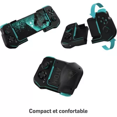 Turtle Beach Atom Noir, Cyan Bluetooth Manette de jeu Analogique/Numérique Android