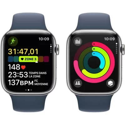 Apple Watch Series 9 GPS + Cellular - 45mm - Boîtier Acier Argent -