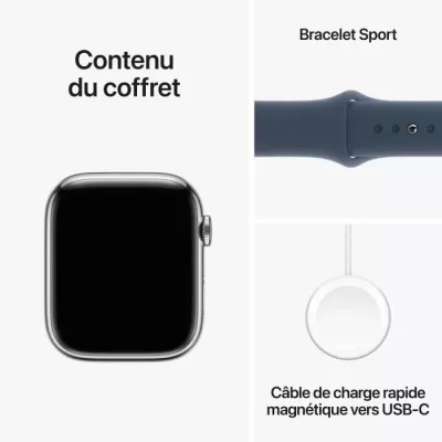 Apple Watch Series 9 GPS + Cellular - 45mm - Boîtier Acier Argent -