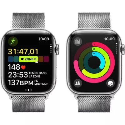 Apple Watch Series 9 GPS + Cellular - 45mm - Boîtier Acier Argent -