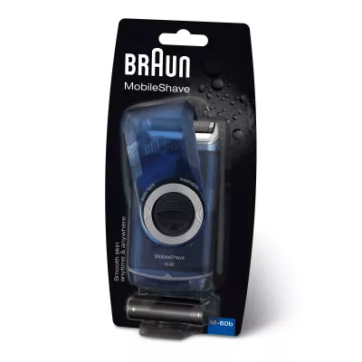 Braun PocketGo M60b Rasoir à grille Noir, Bleu