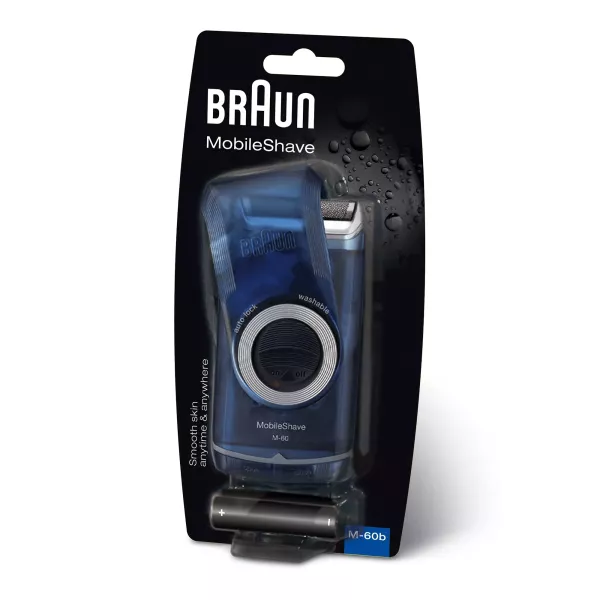 Braun PocketGo M60b Rasoir à grille Noir, Bleu