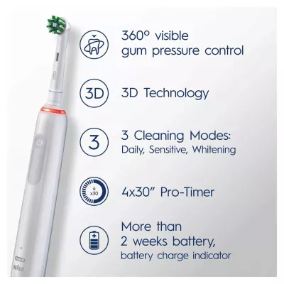 Oral-B Pro Sensitive Clean Pro 3 Adulte Brosse à dents rotative oscillante Blanc