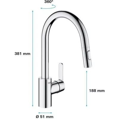 GROHE Robinet de cuisine évier Get, robinet avec douchette extractibl