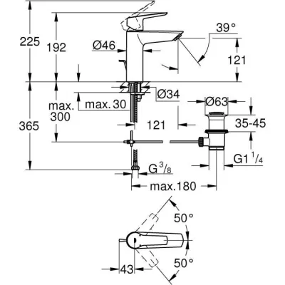 Mitigeur monocommande Lavabo GROHE - Taille M - Finition Chromé - Eco