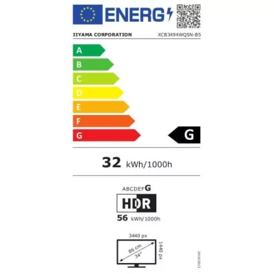 Ecran PC Incurvé - IIYAMA XCB3494WQSN-B5 - 34 UWQHD - Dalle VA - 0.4