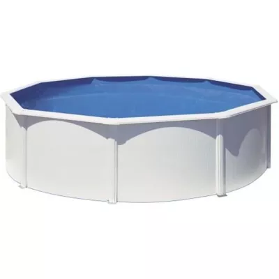 Piscine hors sol acier ronde blanche - GRE - Fidji - Ø4,80m - Filtrat