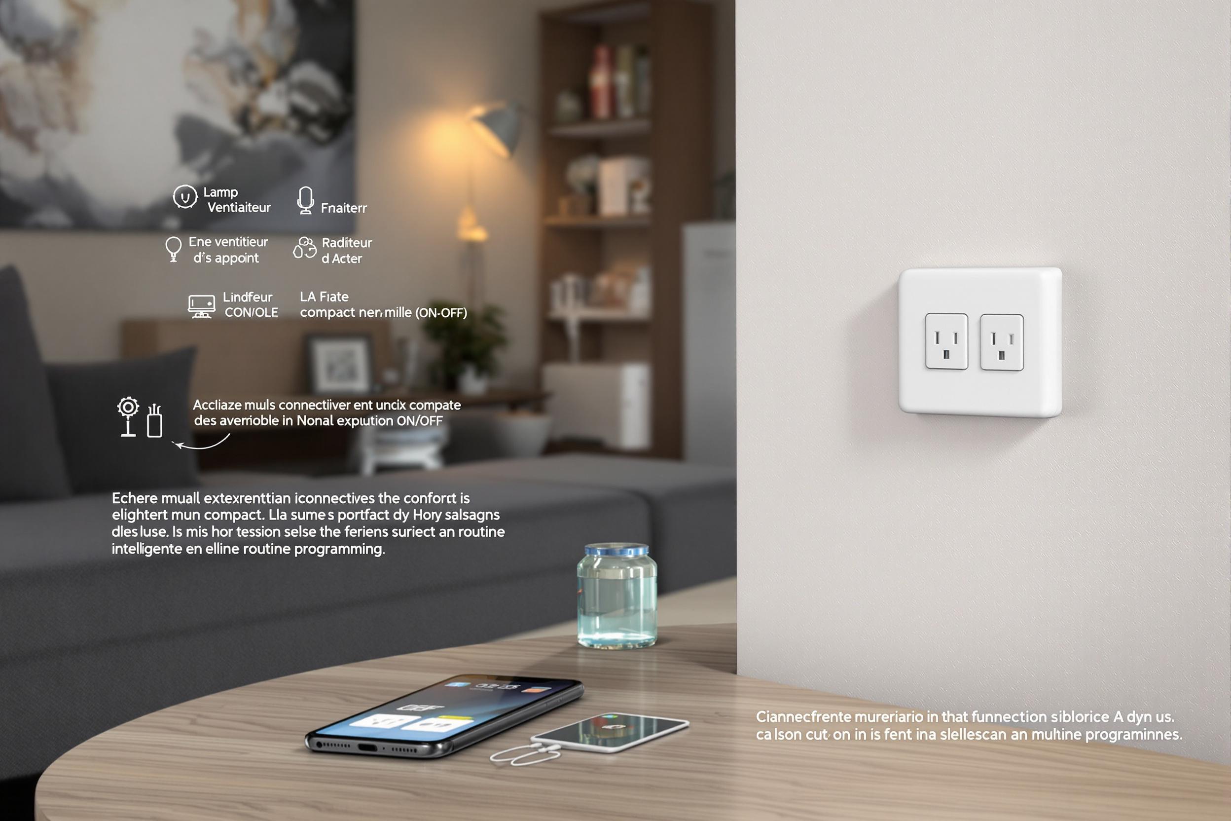 Contrôle centralisé des appareils avec des prises connectées dans un salon