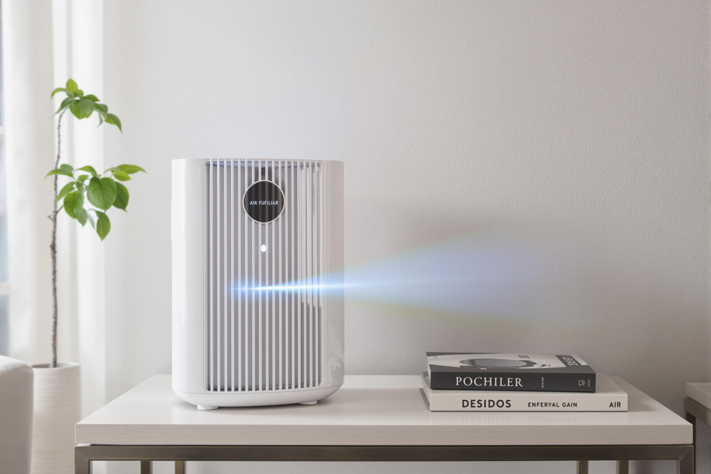 Purificateur d'air en fonctionnement dans un salon